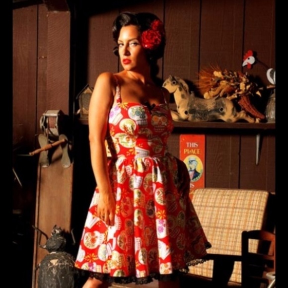 Pinup Couture Golightly Sugar Skull Dress - Picture 1 of 2